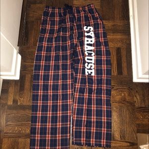 Syracuse University plaid pajama pants.